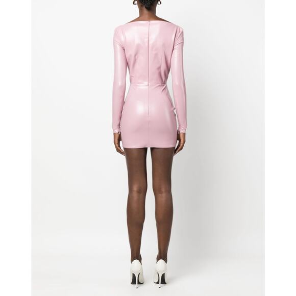 Alex Perry Patent Faux leather Long sleeve pink bodycon Mini Party Dress sz 8 - Picture 4 of 12